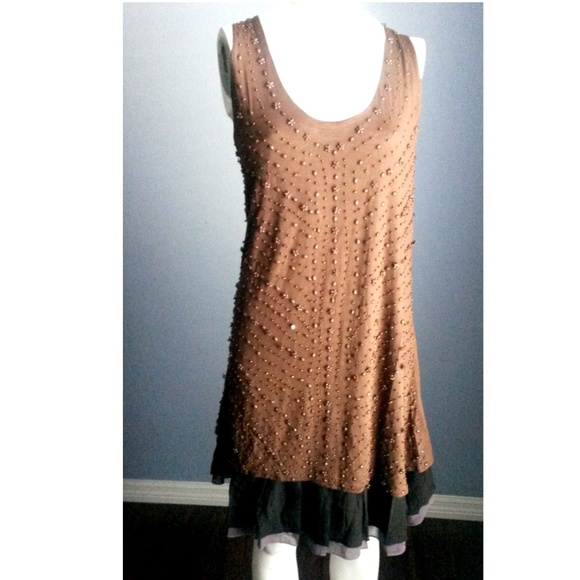 Mischa Barton The Fleur Beaded Dress-Brown NWOT - Picture 2 of 5